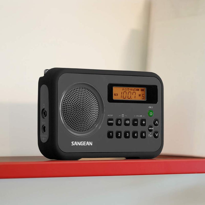 SANGEAN راديو رقمي محمول Sangean PR-D18BK AM/FM مع واقي (رمادي/أسود) - Image 4